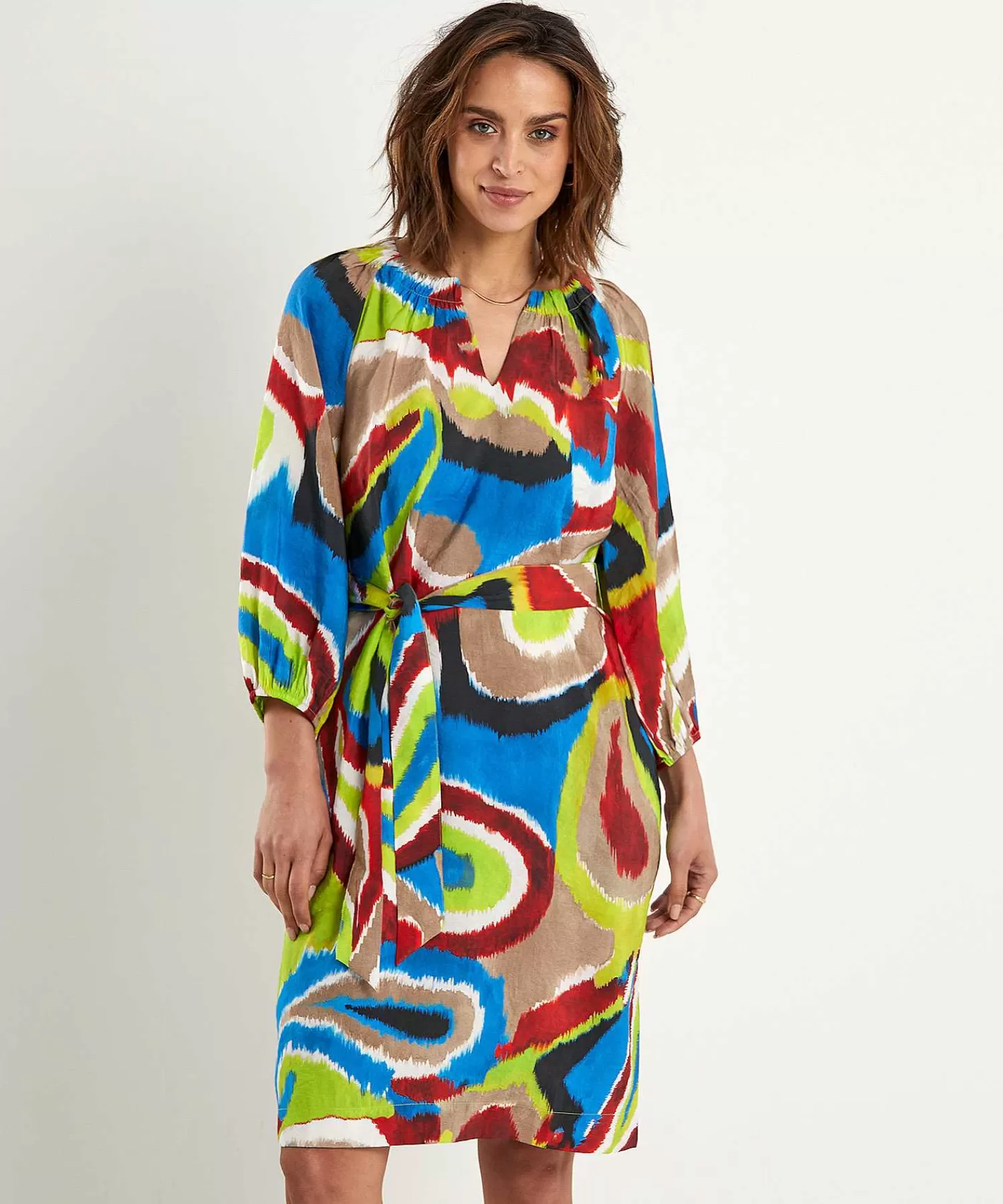 Jurken^KYRA Jurk Met Ceintuur Multicolor Esmee