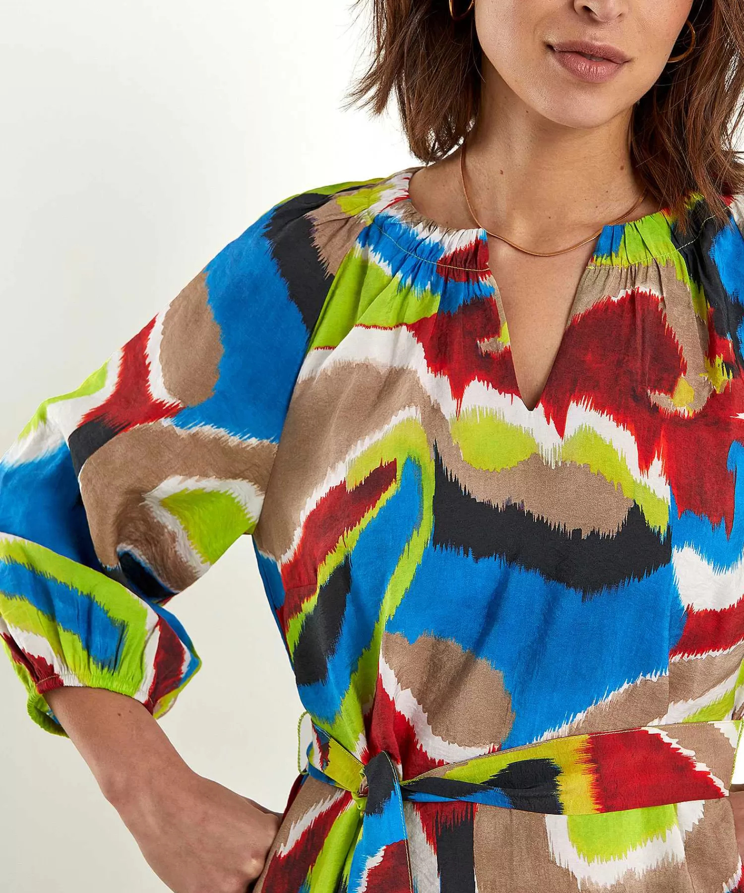 Jurken^KYRA Jurk Met Ceintuur Multicolor Esmee