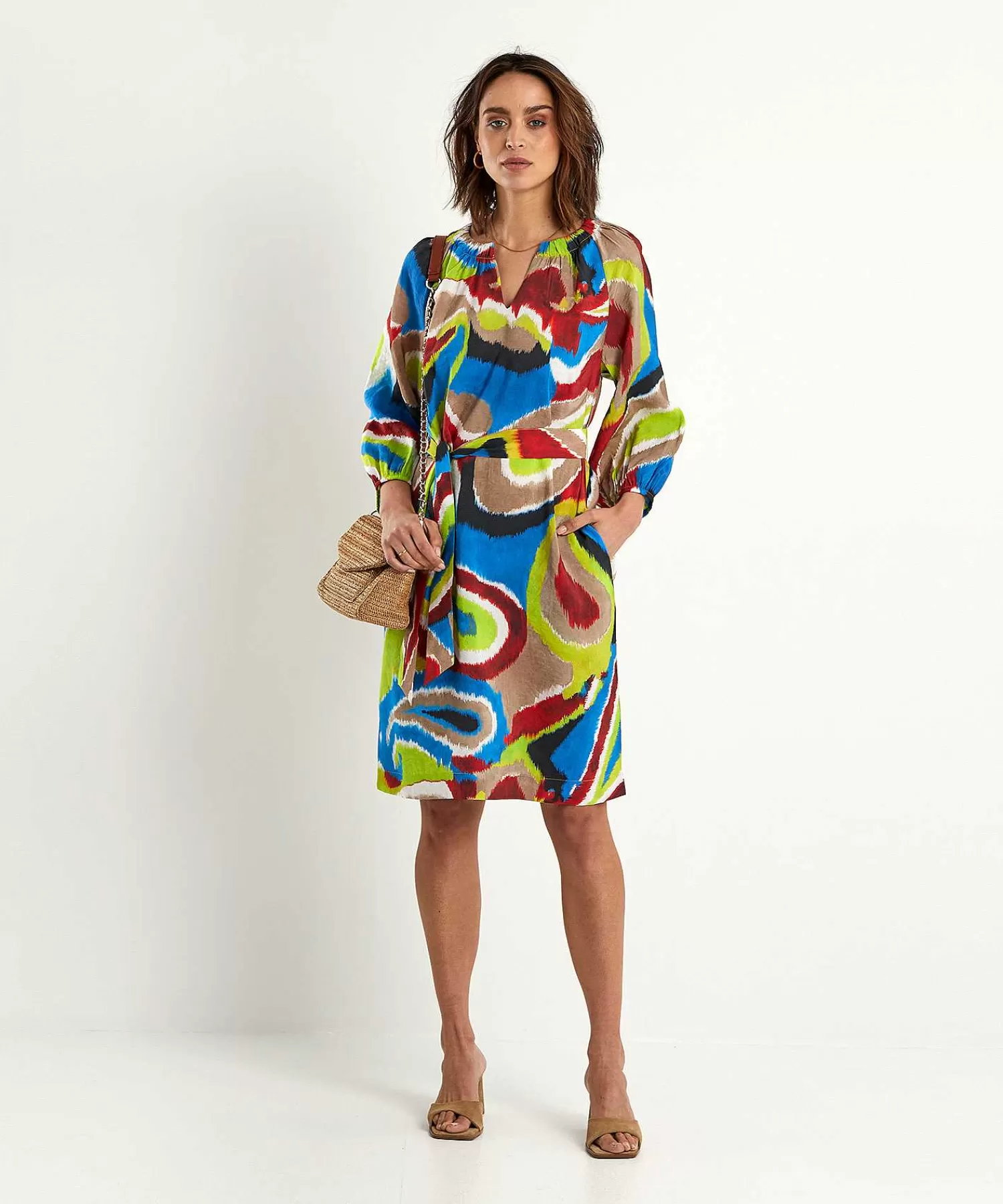Jurken^KYRA Jurk Met Ceintuur Multicolor Esmee