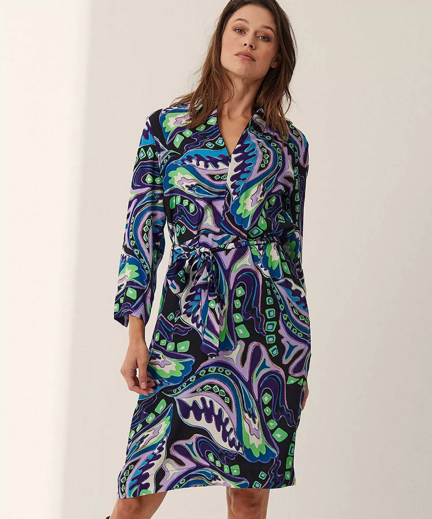 Jurken^KYRA Jurk Met Ceintuur Multicolor Isra