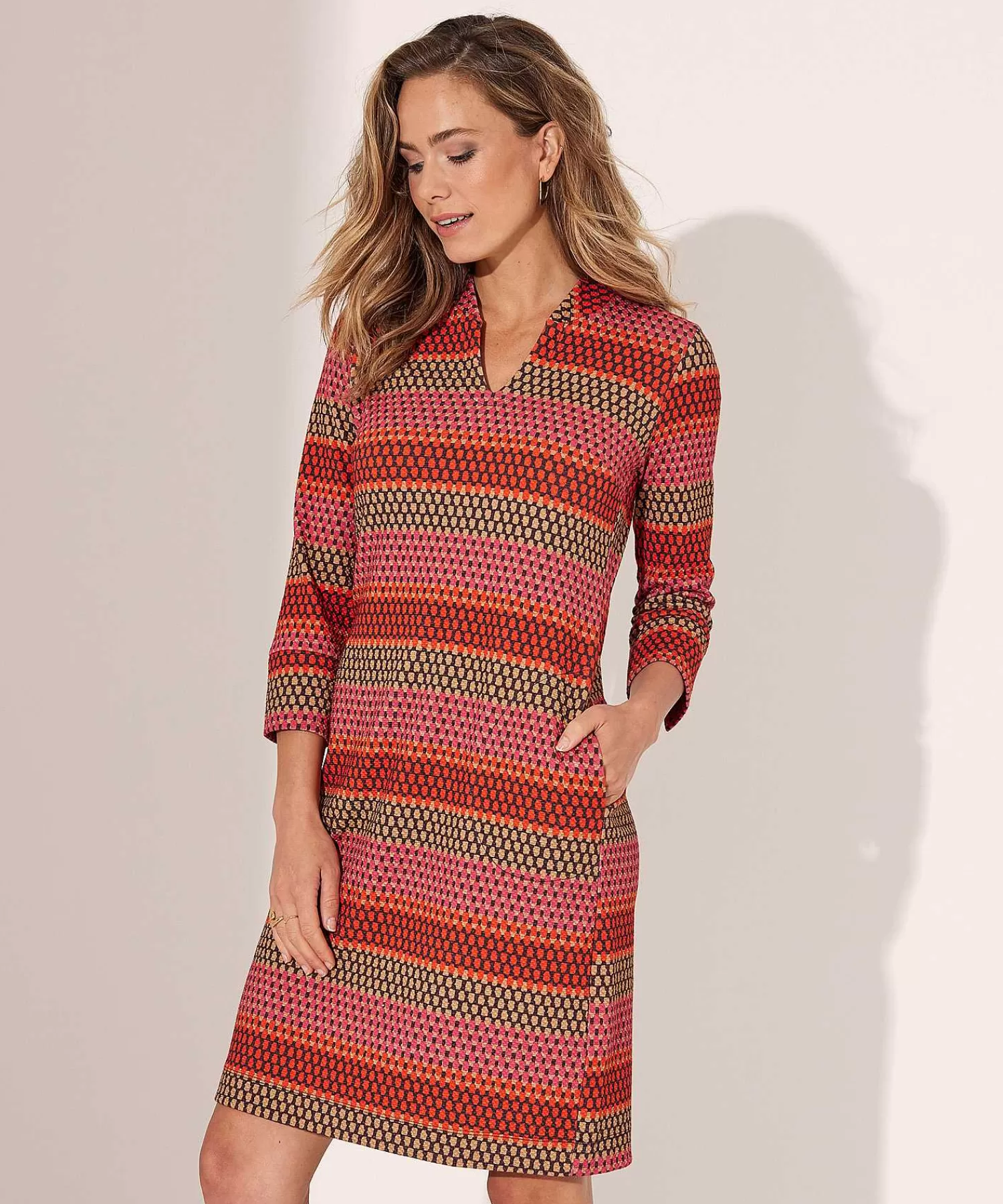 Jurken^KYRA Multicolor Structuur Jurk Leyla