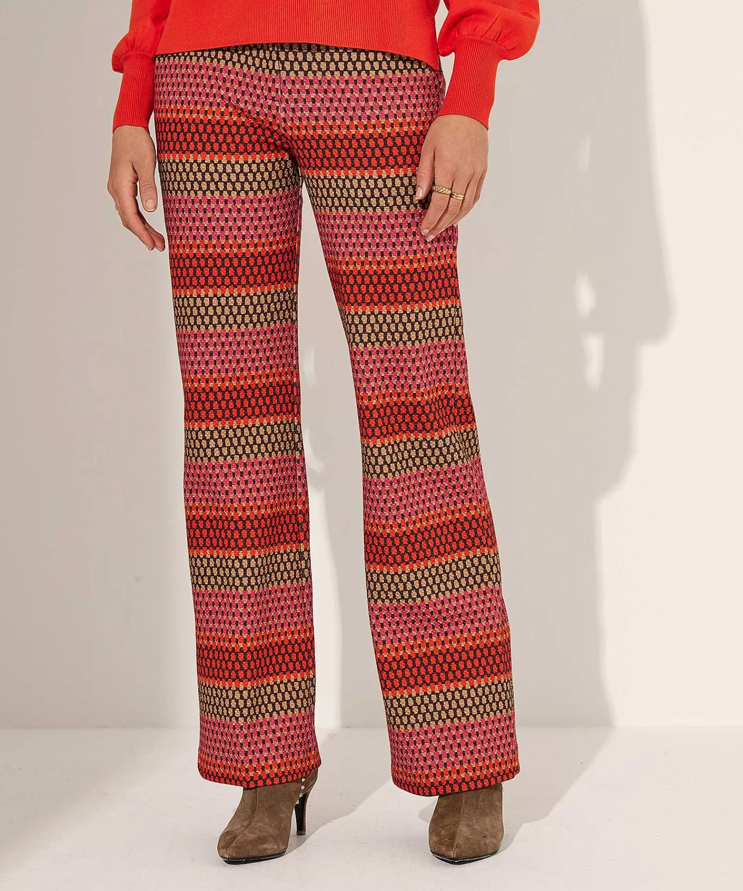 Broeken^KYRA Multicolor Structuur Wide Leg Broek Ferris
