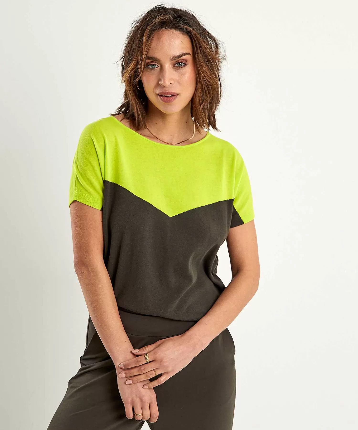 Truien^KYRA Truitje V-Vorm Colorblock Alika